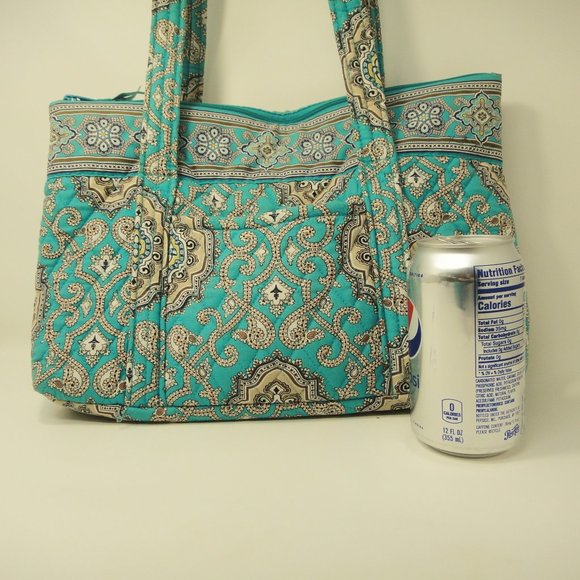 Vera Bradley TOTALLY TURQ  Shoulder Bag Tote Zip Top Purse Turquoise Paisley - Picture 8 of 14